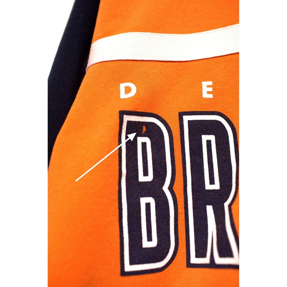 NFL Team Apparel Denver Broncos Hoodie Mens Large Orange Navy Blue Colorblock - Picture 3 of 8
